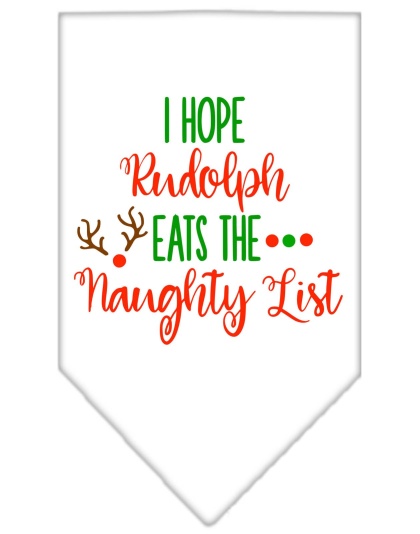 Hope Rudolph Eats Naughty List Screen Print Bandana White Large