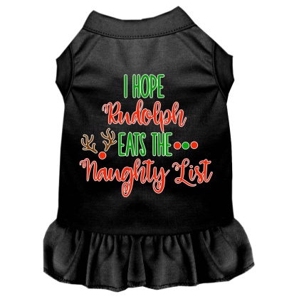 Hope Rudolph Eats Naughty List Screen Print Dog Dress Black 4X