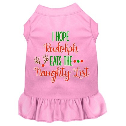 Hope Rudolph Eats Naughty List Screen Print Dog Dress Light Pink 4X