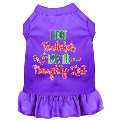 Hope Rudolph Eats Naughty List Screen Print Dog Dress Purple 4X