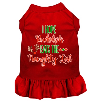 Hope Rudolph Eats Naughty List Screen Print Dog Dress Red 4X
