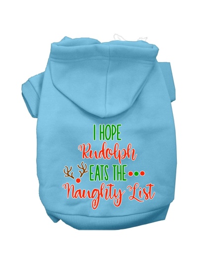 Hope Rudolph Eats Naughty List Screen Print Dog Hoodie Baby Blue L