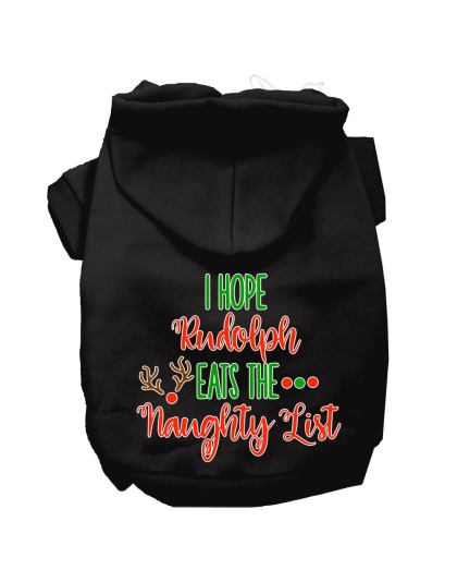 Hope Rudolph Eats Naughty List Screen Print Dog Hoodie Black L