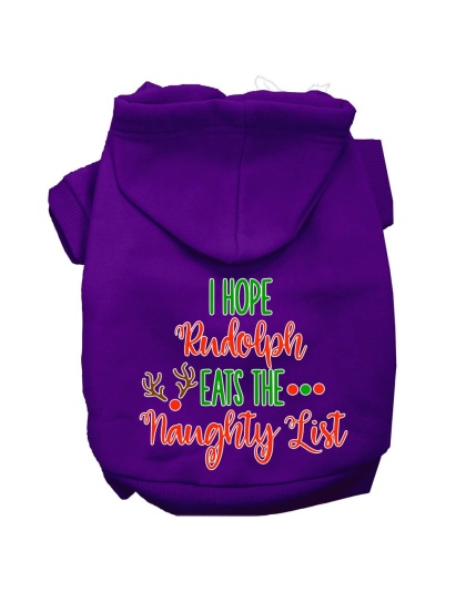 Hope Rudolph Eats Naughty List Screen Print Dog Hoodie Purple L