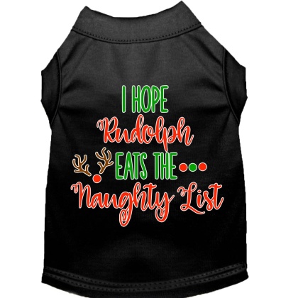 Hope Rudolph Eats Naughty List Screen Print Dog Shirt Black Lg
