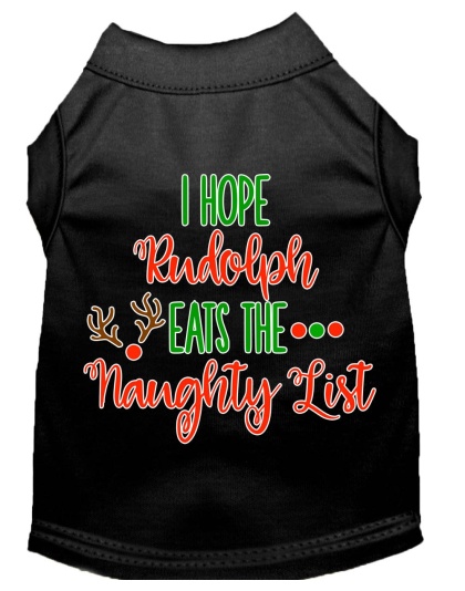 Hope Rudolph Eats Naughty List Screen Print Dog Shirt Black Lg