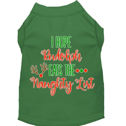 Hope Rudolph Eats Naughty List Screen Print Dog Shirt Green Lg