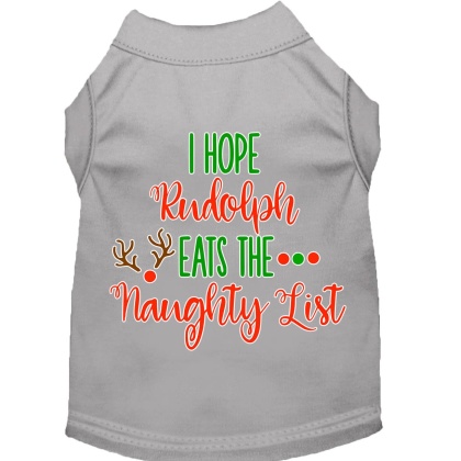 Hope Rudolph Eats Naughty List Screen Print Dog Shirt Grey Lg