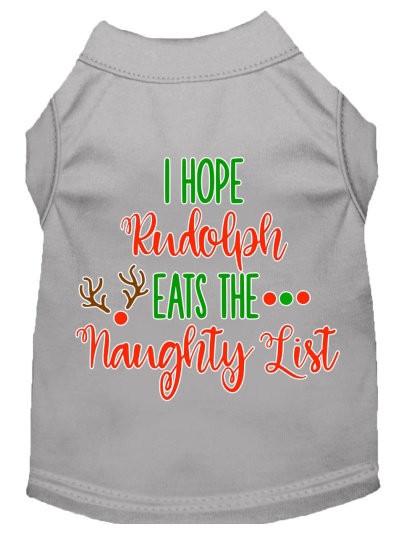 Hope Rudolph Eats Naughty List Screen Print Dog Shirt Grey Lg