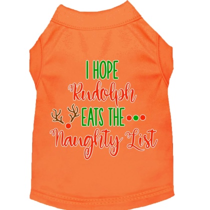 Hope Rudolph Eats Naughty List Screen Print Dog Shirt Orange Lg