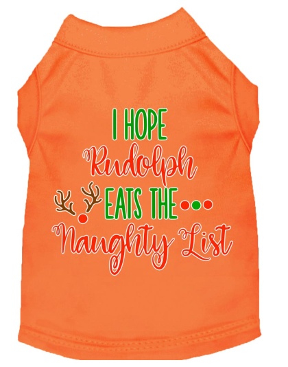 Hope Rudolph Eats Naughty List Screen Print Dog Shirt Orange Lg