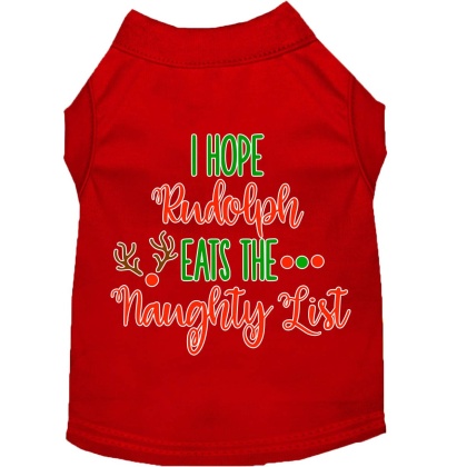 Hope Rudolph Eats Naughty List Screen Print Dog Shirt Red Lg