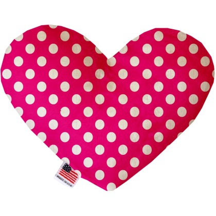 Hot Pink Swiss Dots 6 Inch Canvas Heart Dog Toy