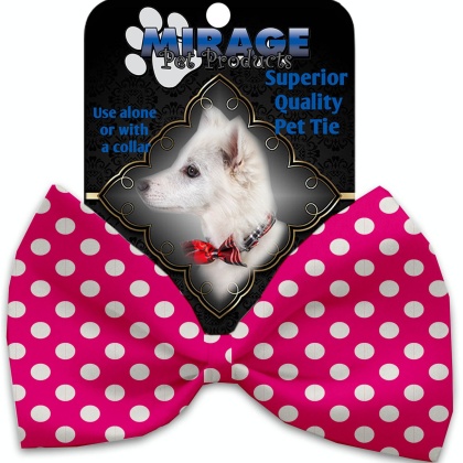 Hot Pink Swiss Dots Pet Bow Tie