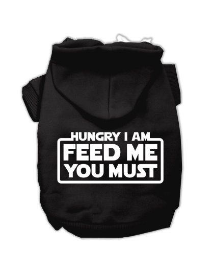 Hungry I am Screen Print Pet Hoodies Black Size Lg