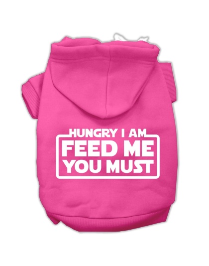 Hungry I am Screen Print Pet Hoodies Bright Pink Size Lg