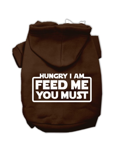 Hungry I Am Screen Print Pet Hoodies Brown Size Lg