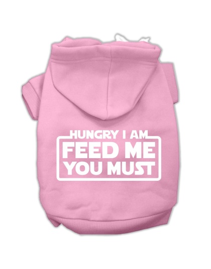 Hungry I am Screen Print Pet Hoodies Light Pink Size Lg