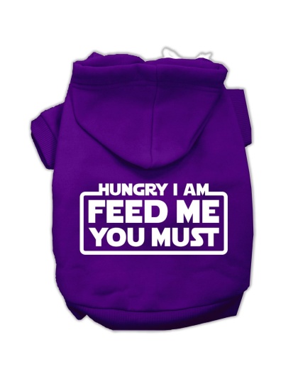 Hungry I am Screen Print Pet Hoodies Purple Size Lg