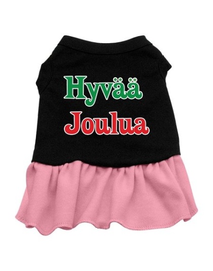 Hyvaa Joulua Screen Print Dress Black with Pink Lg