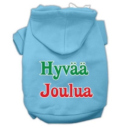 Hyvaa Joulua Screen Print Pet Hoodies Baby Blue L