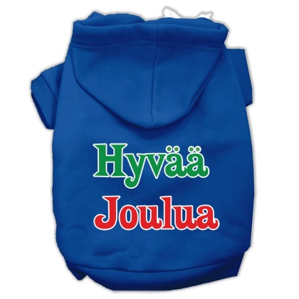 Hyvaa Joulua Screen Print Pet Hoodies Blue L