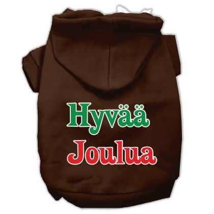 Hyvaa Joulua Screen Print Pet Hoodies Brown L