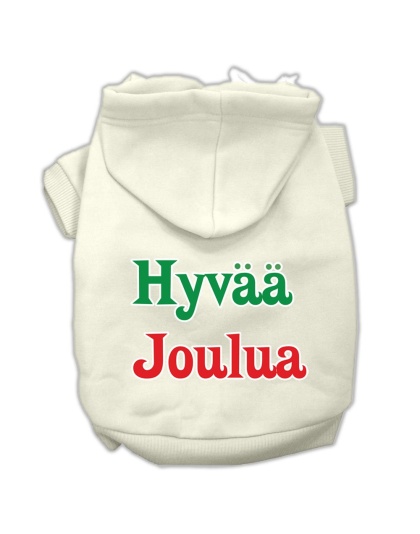 Hyvaa Joulua Screen Print Pet Hoodies Cream Size L