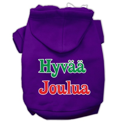 Hyvaa Joulua Screen Print Pet Hoodies Purple L