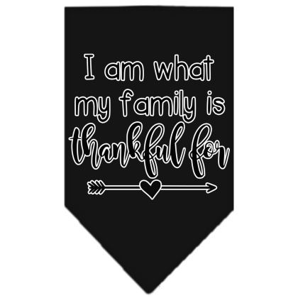 I Am What My Family is Thankful For Screen Print Bandana Black Large