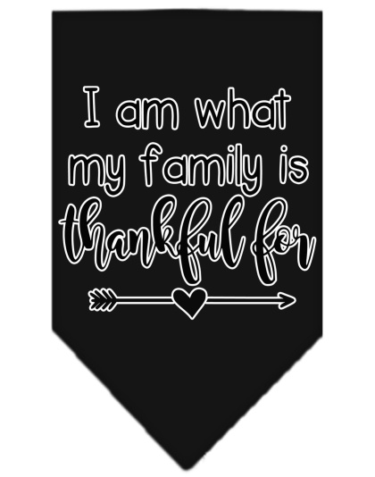 I Am What My Family is Thankful For Screen Print Bandana Black Large