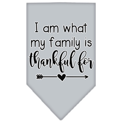 I Am What My Family is Thankful For Screen Print Bandana Grey Large