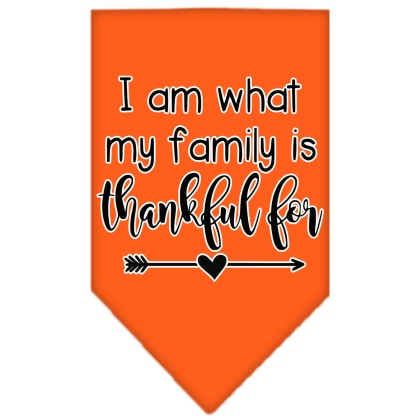 I Am What My Family is Thankful For Screen Print Bandana Orange Large