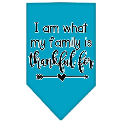 I Am What My Family is Thankful For Screen Print Bandana Turquoise Large