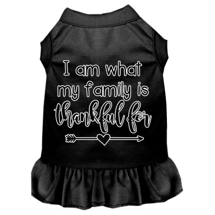I Am What My Family is Thankful For Screen Print Dog Dress Black 4X