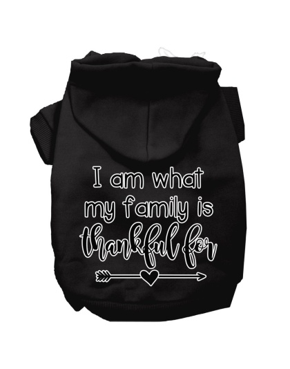 I Am What My Family is Thankful For Screen Print Dog Hoodie Black L