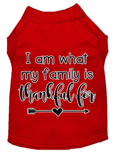 I Am What My Family is Thankful For Screen Print Dog Shirt Red Lg