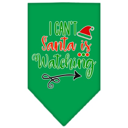 I Can't, Santa is Watching Screen Print Bandana Emerald Green Large