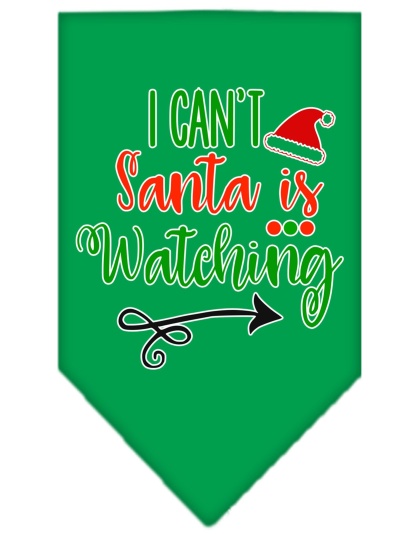 I Can't, Santa is Watching Screen Print Bandana Emerald Green Large