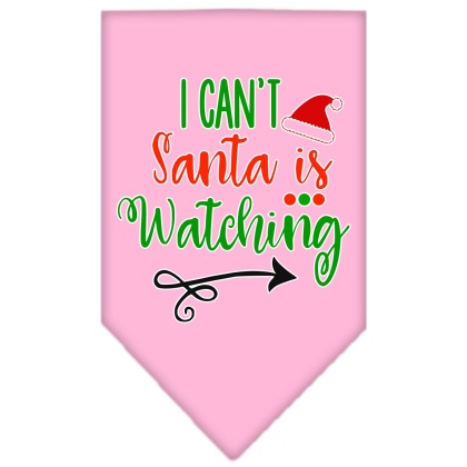 I Can't, Santa is Watching Screen Print Bandana Light Pink Large