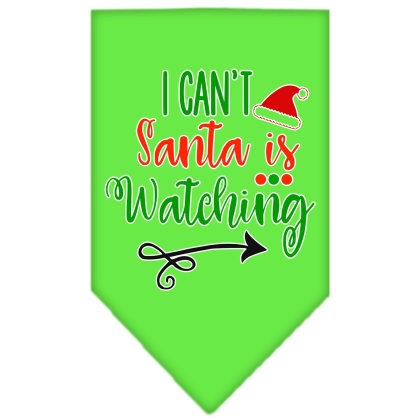 I Can't, Santa is Watching Screen Print Bandana Lime Green Large