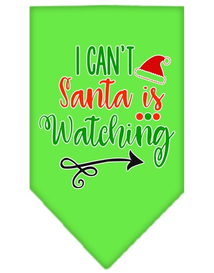 I Can't, Santa is Watching Screen Print Bandana Lime Green Large