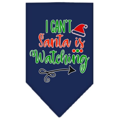 I Can't, Santa is Watching Screen Print Bandana Navy Blue large