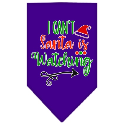 I Can't, Santa is Watching Screen Print Bandana Purple Large