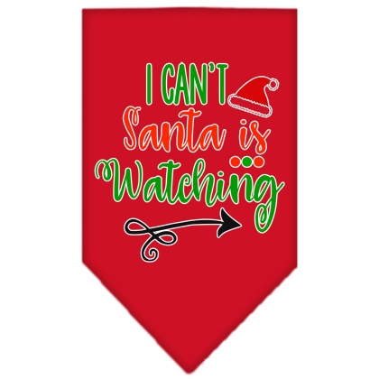I Can't, Santa is Watching Screen Print Bandana Red Large