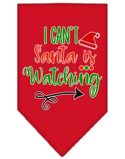 I Can't, Santa is Watching Screen Print Bandana Red Large