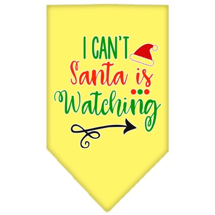 I Can't, Santa is Watching Screen Print Bandana Yellow Large