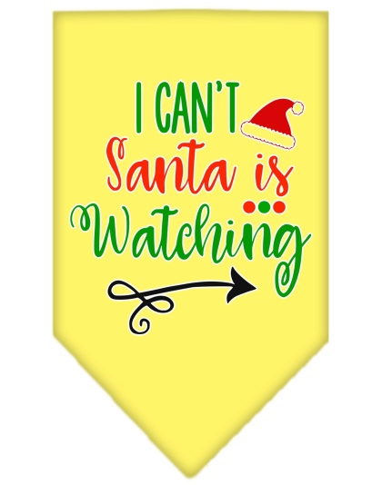 I Can't, Santa is Watching Screen Print Bandana Yellow Large