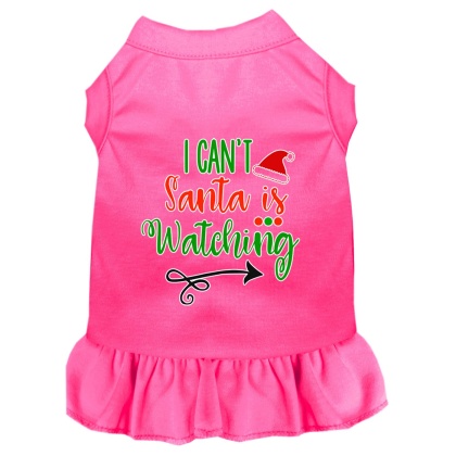I Can't, Santa is Watching Screen Print Dog Dress Bright Pink 4X