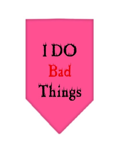 I Do Bad Things Screen Print Bandana Bright Pink Large